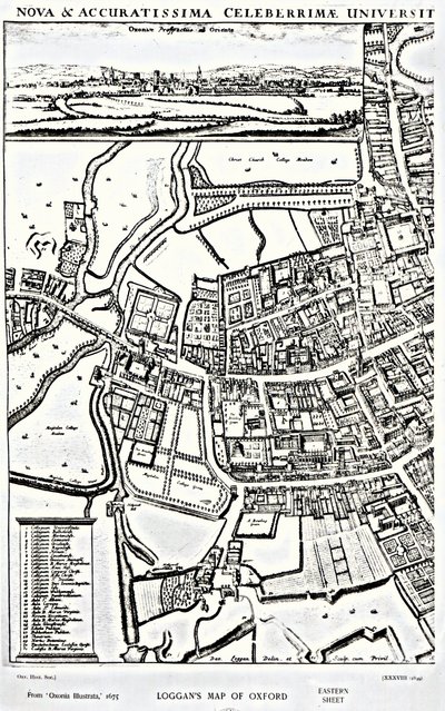 Mappa di Loggan di Oxford, foglio orientale, da 